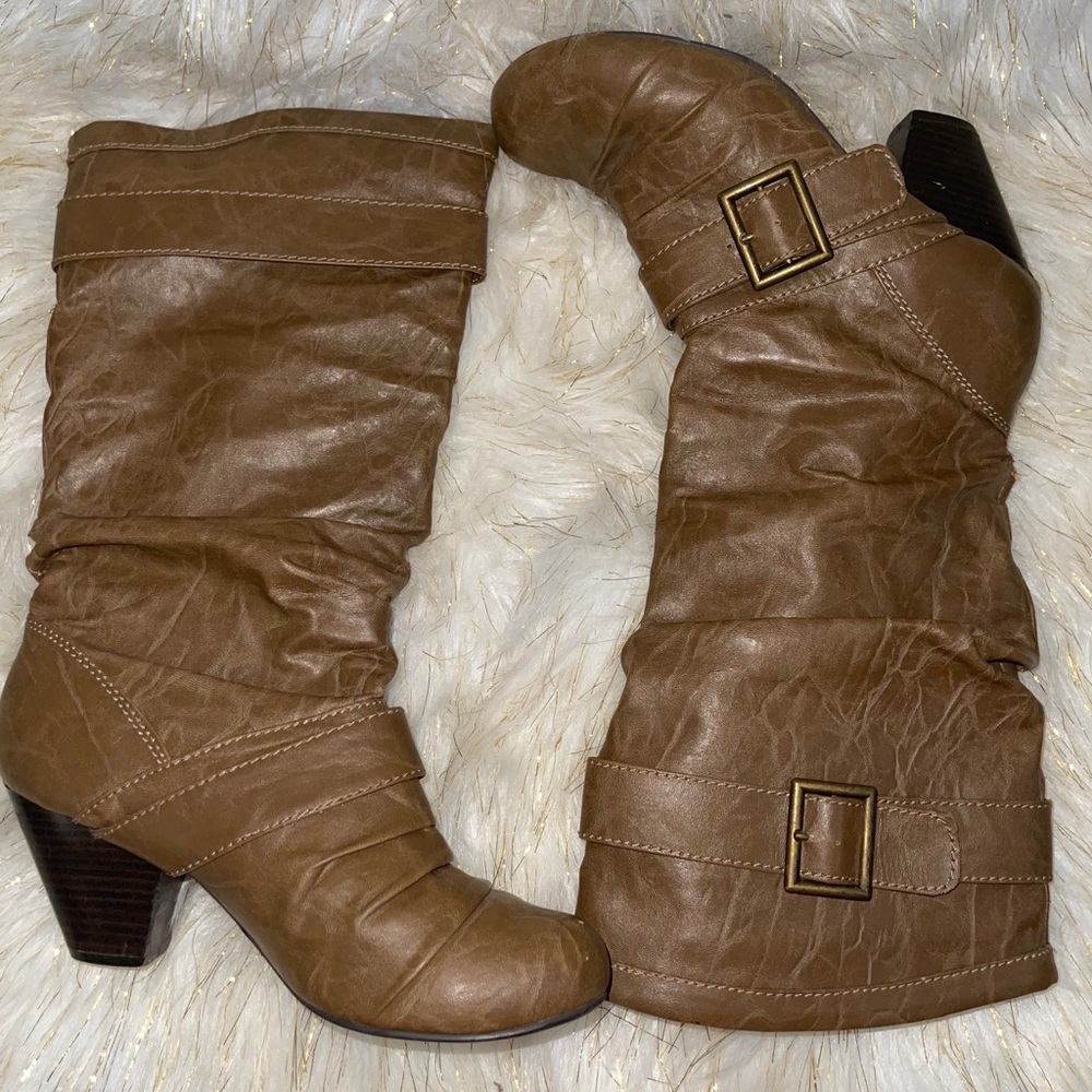 High calf heeled boots